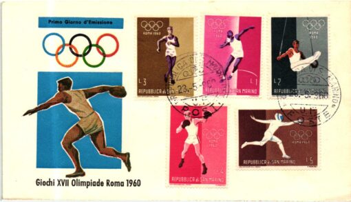 San Marino- 1960 Roma FDC Rudern, Radfahren Hockey, Schießen usw. Olympische Spiele Rom, Olimpiadi, Olympic Games
