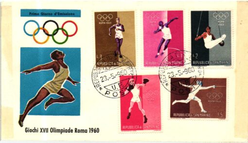 San Marino- 1960 Roma FDC Rudern, Radfahren Hockey, Schießen usw. Olympische Spiele Rom, Olimpiadi, Olympic Games