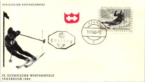 Austria - 1963 Wien Ski Ice Skating, Hockey  Luge Olympische Winterspiele 1964 Innsbruck 5 Briefe Olympic Winter Games – Bild 2
