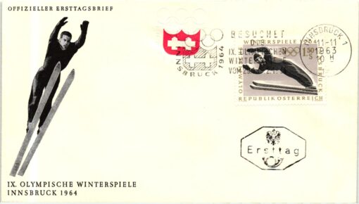 Austria - 1963 Wien Ski Ice Skating, Hockey  Luge Olympische Winterspiele 1964 Innsbruck 5 Briefe Olympic Winter Games – Bild 4
