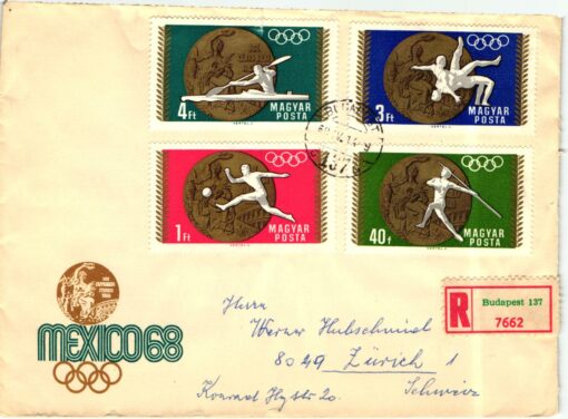 Magyar Budapest 1968 Mexico, 2 Briefe Reko Olympische Spiele Olympic Games – Bild 2