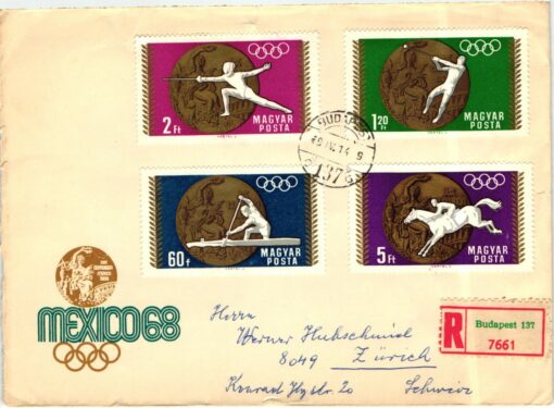 Magyar Budapest 1968 Mexico, 2 Briefe Reko Olympische Spiele Olympic Games – Bild 4