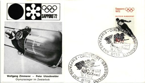 Germany 1972 Sapporo Bob Zimmerer Utzschneider Olympiasieger, Olympische Winterspiele Olympic Winter Games