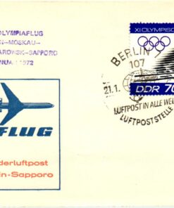 DDR 1972 Sapporo Luftpost Interflug Berlin Moskau Sapporo Air Mail, Olympische Winterspiele Olympic Winter Games