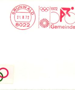 Germany, 1972 Olympische Spiele München, MWST EMA Freistempel,Gemeinde Grünwald Radfahren Olympic Games