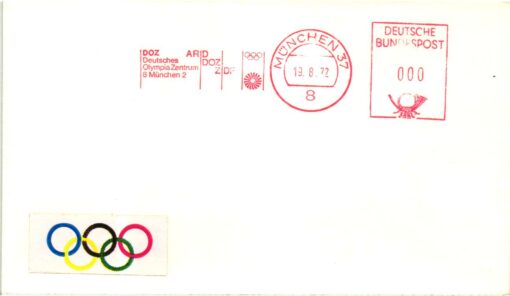 Germany, 1972 Olympische Spiele München, MWST EMA Freistempel,Deutsches Olympia Zentrum ARD ZDF Olympic Games