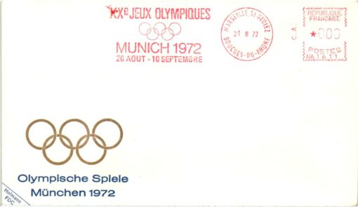 Germany, 1972 Olympische Spiele München, MWST EMA Freistempel,Munich 1972 Marseille Red Meter Olympic Games