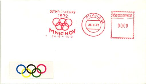 Germany, 1972 Olympische Spiele München, MWST EMA Freistempel,Munich 1972 CSSR Red Meter Olympic Games