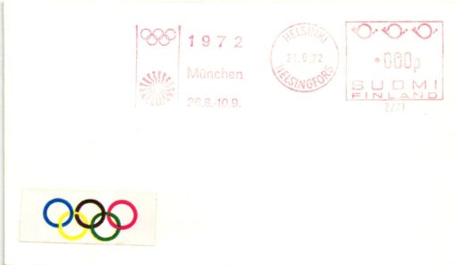 Germany, 1972 Olympische Spiele München, MWST EMA Freistempel,Munich 1972 Finland Suomi Red Meter Olympic Games