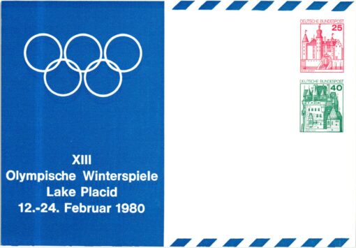 Germany, Ganzsache Lake Placid 1980 Olympische Winterspiele Olympic Games
