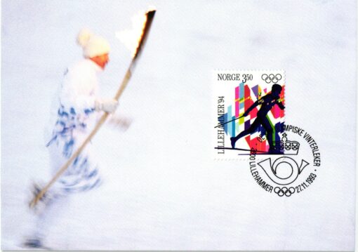 Norge Lillehammer 1994, Maximumkarte Fackellauf Torch Winterspiele, Olympic Winter Games