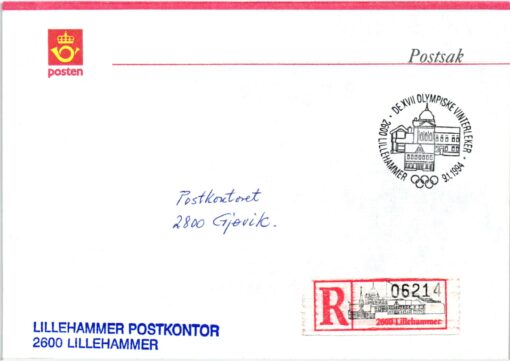Norge Lillehammer 1994, Postsak SST Olympia Stadt, City Winterspiele, Olympic Winter Games