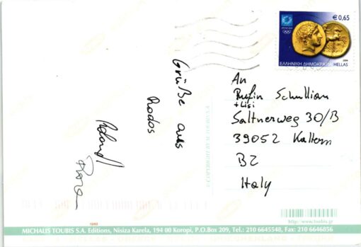 Greece, Athen 2004, Karte Rodos, Olympia, Olympic Games