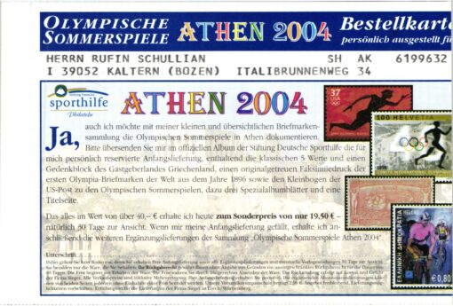 Germany, Athen 2004, Karte Sporthilfe, Olympia, Olympic Games – Bild 2