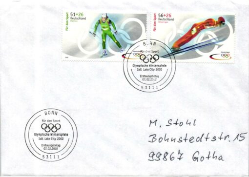 Germany Bonn FDC Ski Jumping, Ski nordic, Salt Lake City 2002, Winterspiele, Olympic Winter Games