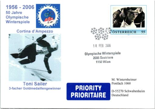Austria, Torino Sestriere 2006 Toni Sailer Ski 19 different cover, Winterspiele, Olympic Winter Games – Bild 16