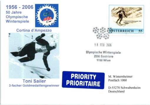 Austria, Torino Sestriere 2006 Toni Sailer Ski 19 different cover, Winterspiele, Olympic Winter Games – Bild 11