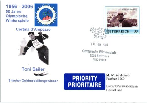 Austria, Torino Sestriere 2006 Toni Sailer Ski 19 different cover, Winterspiele, Olympic Winter Games – Bild 4
