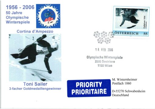 Austria, Torino Sestriere 2006 Toni Sailer Ski 19 different cover, Winterspiele, Olympic Winter Games – Bild 3