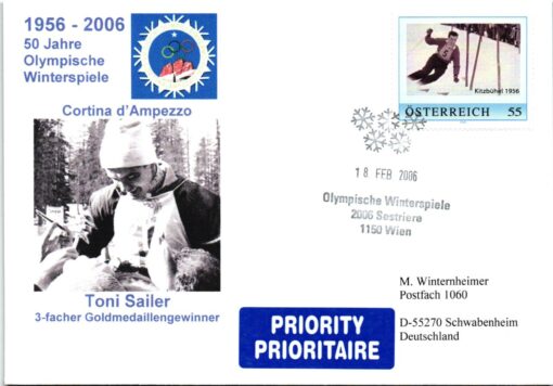 Austria, Torino Sestriere 2006 Toni Sailer Ski 19 different cover, Winterspiele, Olympic Winter Games – Bild 2