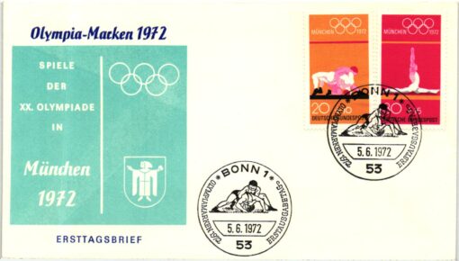 Germany, Ringen SST München 1972 FDC Olympia Turnen, Ringen, Lutte, Wrestle
