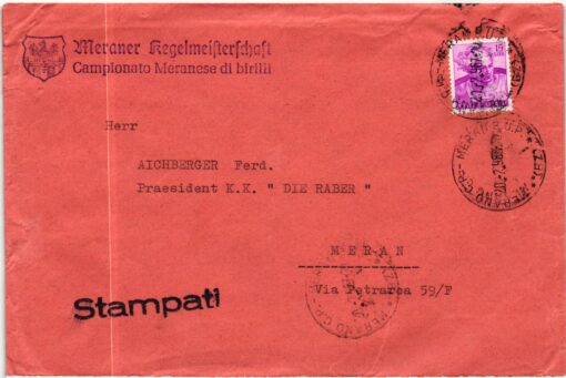 Italy, Meraner Kegelmeisterschaft, Campionato Meranese di birilli 1967