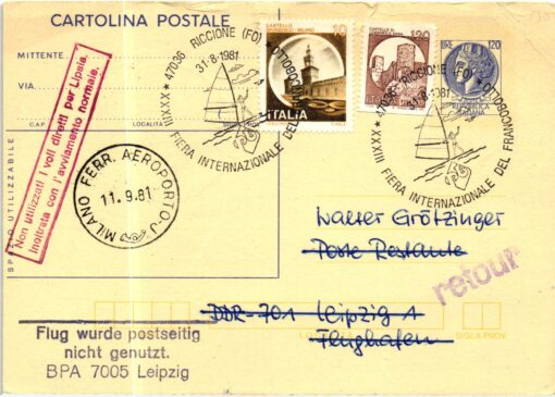 Italy, Riccione Fiera del Francobollo 1981, Vela Surf, Airmail