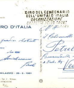 Italia Giro del Centenario Gazzetta dello Sport 1961 Milazzo Cartolina giro d'Italia Radsport