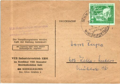 DDR, Schmalkalden Wintersport Gebiet Ski Drucksache