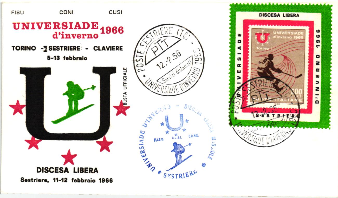 Italia Universiade 1966 Torino Sestriere Discesa libera Cinderella Vignette SST