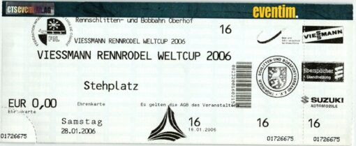 Germany, Oberhof 2006 Ticket Weltcup ViessmannRennrodeln Rodeln, Luge Winterport Zentrum Thüringen