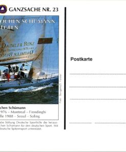 Germany, Sporthilfe Ganzsache Nr. 23 Jochen Schümann Segeln Gold Olympia 1976 und 1988