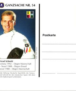 Germany, Sporthilfe Ganzsache Nr 54 Arnd Schmitt Fechten Gold Olympia 1992 1988