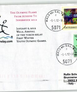 Austria 2012 Innsbruck Youth Olympic Games - YOG Torch relay Fackellauf Wals w/Personalized stamps