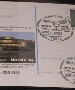 Deutschland PSo 43 Paula Modersohn-Becker 1996 Osnabrück Motiva '96 SST Osnabrück Kiebitz Vogel des Jahres