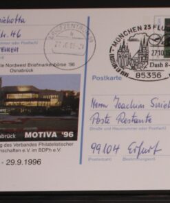 Deutschland PSo 43 Paula Modersohn-Becker 1996 Osnabrück Motiva '96 SST München Dash 8-100 Erstflug LH9505
