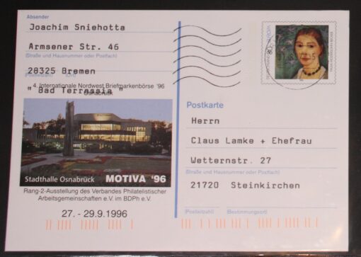 Deutschland PSo 43 Paula Modersohn-Becker 1996 Osnabrück Motiva '96 Bedarfsverwendung 