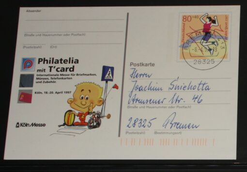Deutschland PSo 45 Für den Sport 1997 Philatelia mit T'Card TST Bremen