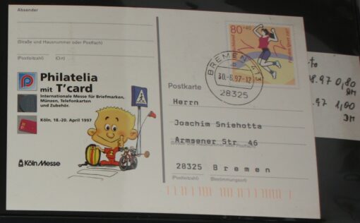 Deutschland PSo 45 Für den Sport 1997 Philatelia mit T'Card TST Bremen  