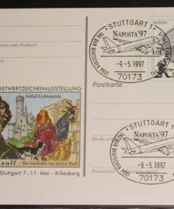 Deutschland PSo 46 Fischer und seine Frau 1997 Naposta 97 SST Stuttgart Naposta Aerophilatelie Flugzeug