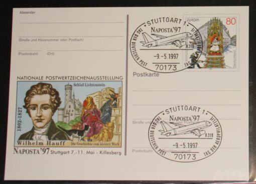 Deutschland PSo 46 Fischer und seine Frau 1997 Naposta 97 SST Stuttgart Naposta Aerophilatelie Flugzeug