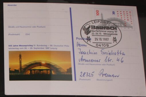 Deutschland PSo 47 Messe Leipzig 1997 Messeprivileg SST Leipzig Baufach Messe 97