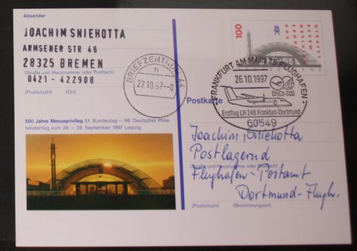 Deutschland PSo 47 Messe Leipzig 1997 Messeprivileg SST Frankfurt Erstflug LH 248 Dortmund DHC8-300 