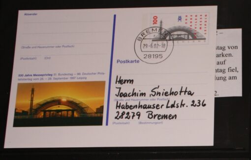 Deutschland PSo 47 Messe Leipzig 1997 Messeprivileg TST Bremen - letzte Gültigkeit Pfennig Marken 2002