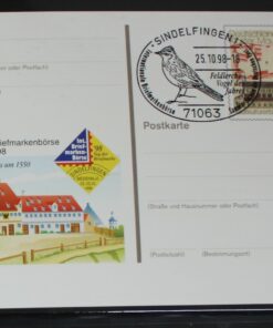 Deutschland PSo 55 Kloster Maulbronn 1998 Augsburger Poshaus 1550 SST Sindelfingen Feldlerche Vogel des Jahres