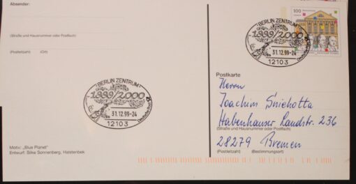 Deutschland PSo 59 Weimar 1999 5 Motive SST Berlin 1999 - 2000 Millenium Jahreswechsel gelaufen