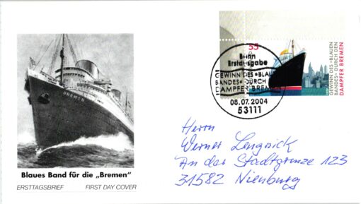 Deutschland 2004 FDC SST Mi. 2412 Bremen Blauen Bandes Dampfer