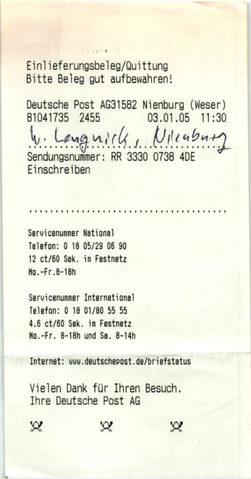 Deutschland 2005 FDC TST Mi. 2435 Dauerserie Blumen Rittersporn Reco Quittung – Bild 2