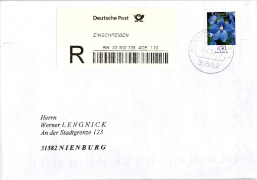 Deutschland 2005 FDC TST Mi. 2435 Dauerserie Blumen Rittersporn Reco Quittung