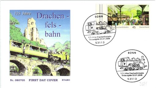 Deutschland 2008 FDC SST Mi. 2681 Drachenfelsbahn [M2] 